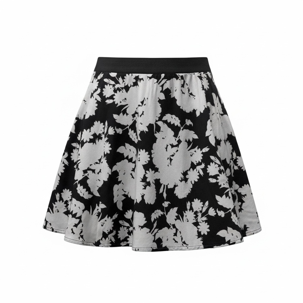 Pins &‎ Needles Black and White Floral Skater Mini Skirt Floral Zip Up Juniors M